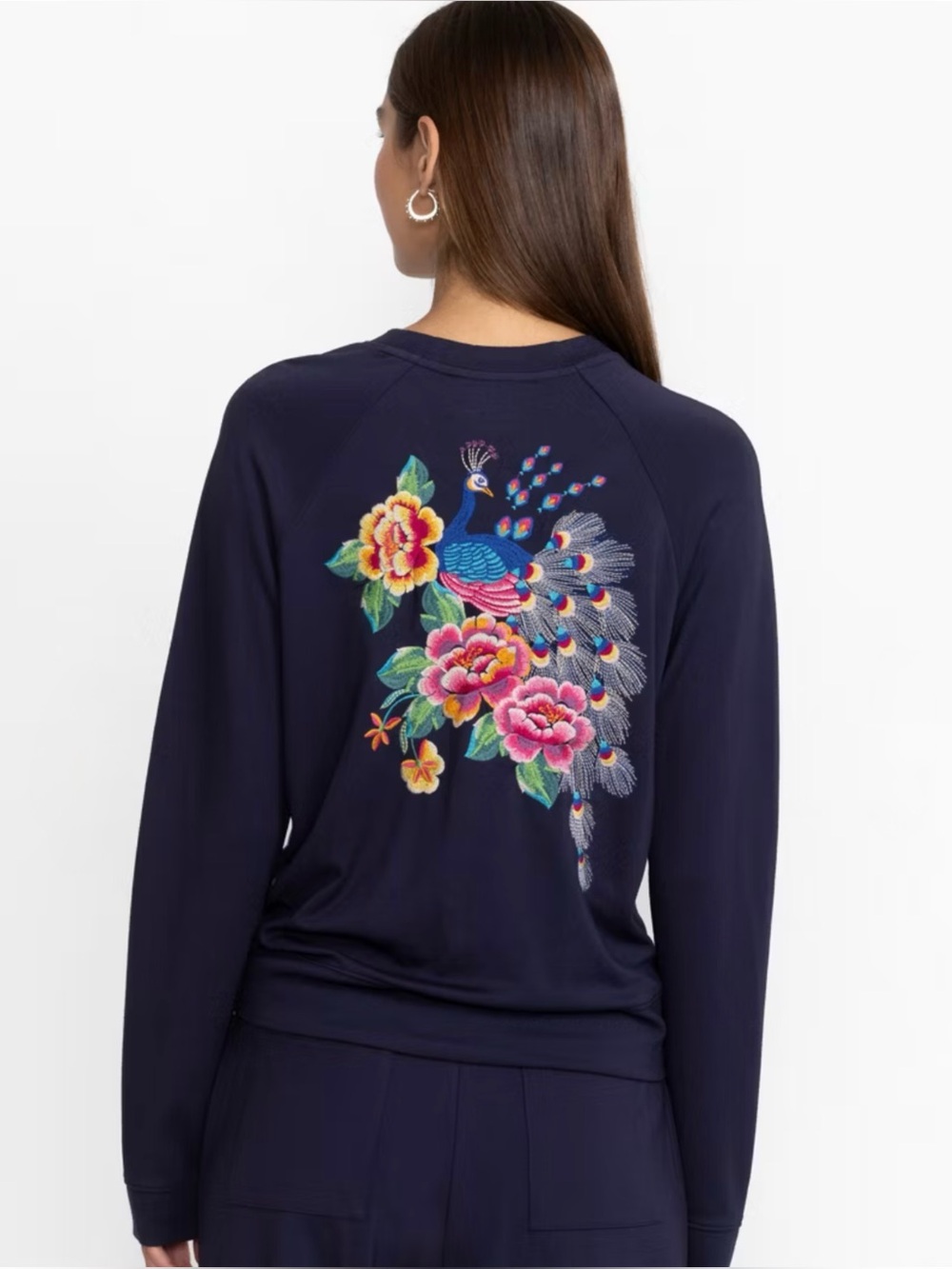 JOHNNY WAS | NWT Bee Active Long Sleeve Crew Pullover in Darnahta Scarf Print, M